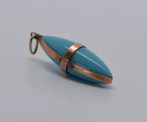 9K Edwardian Roségold Blau Glas Anhänger - Bild 1 von 7