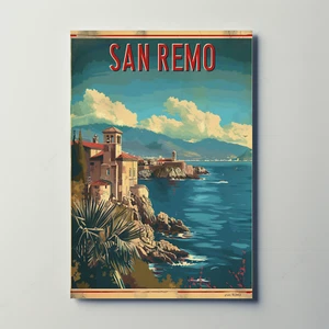 San Remo Italian Riviera Coastline Travel Poster - Picture 1 of 20