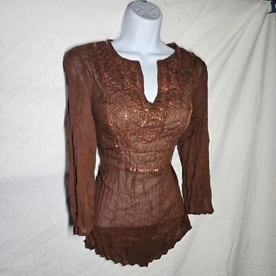 Винтажная вышитая блузка y2k cottage core сказочный льняной тип - Изображение 1 из 4