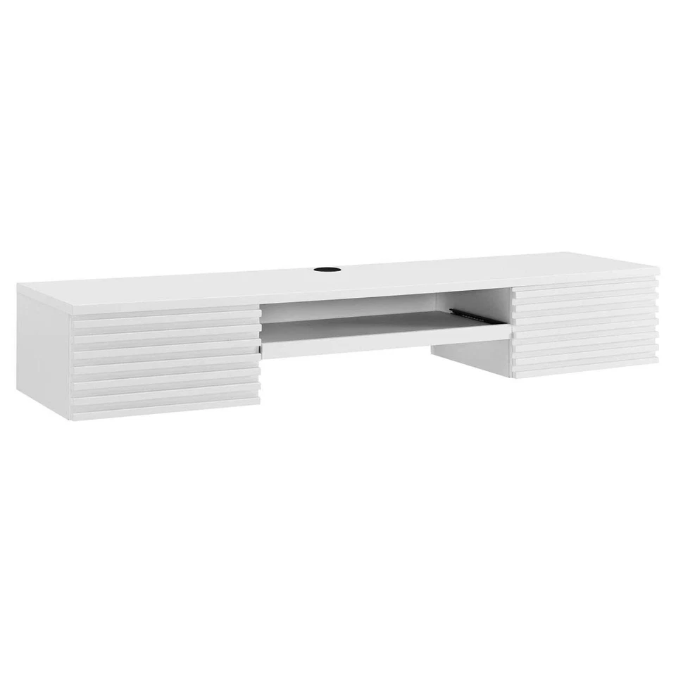 Modway Render Wall Mount Wood Office Desk With White Finish EEI-5865-WHI