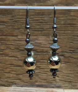 Chunky Silver Metallic Drop Design Earrings/Bobble/Round/Modern/Boho/Ethnic - Picture 1 of 4