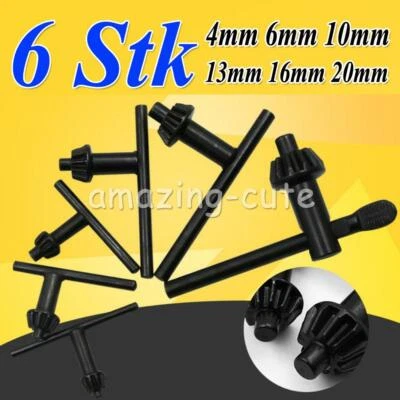 6 Stk Bohrfutterschlüssel Schlüssel 4/6/10/13/16/20mm für Bohrmaschinen NEU - Bild 1 von 4