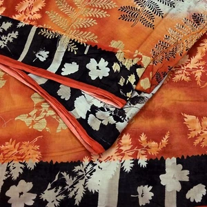 Saris indios vintage naranja y crema estampados algodón puro sari tela artesanal suave - Imagen 1 de 22