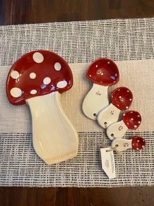 Merry Mushroom Theme Measuring Spoons and Spoon Rest - Picture 1 of 5