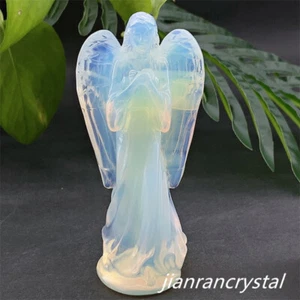 3"+ Opalite Goddess Angel Carved Quartz Crystal Skull Reiki Healing Gift 1pc - Picture 1 of 12