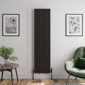 Radiador vertical de diseño de doble panel plano - 1800 x 456 mm negro 12 tubos - Imagen 1 de 8