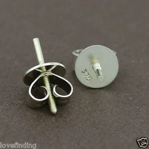 Genuine 9CT Solid WG Screw Posts & Disc Butterflies 5mm - 1 Pair Set - Imagen 1 de 3