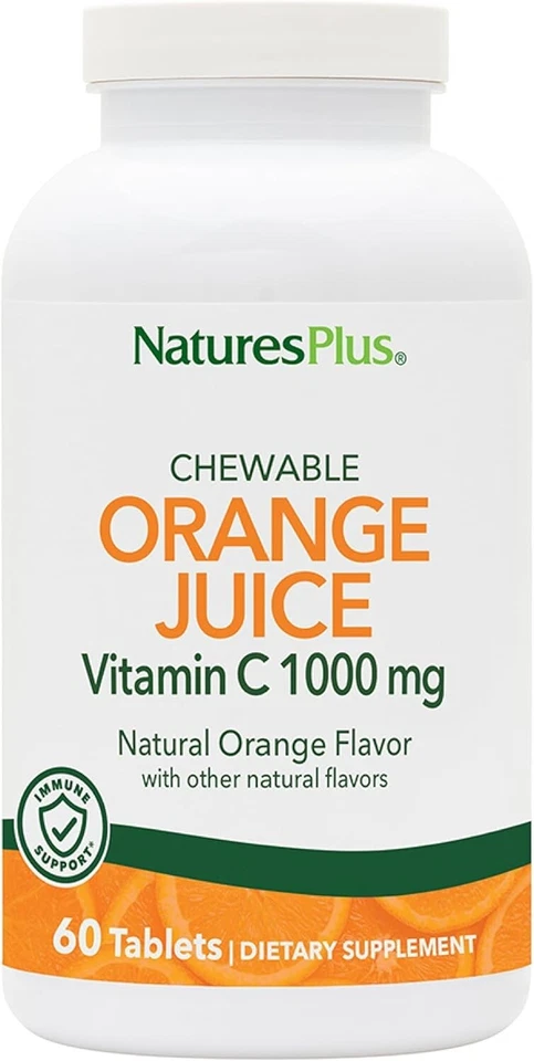Nature's Plus Orange Juice Vitamin C Supplement 1000 MG 60 Tablets