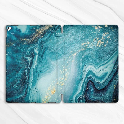 Gold Turquoise Geode Marble Case For iPad 10.2 Air 3 4 5 Pro 9.7 11 12.9 Mini - Image 1 of 3