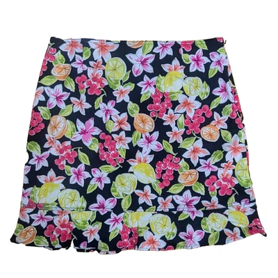 Mini saia vintage BRIGGS multi frutas floral linha A tamanho 16 X1 vibrante escritório tropical - Imagem 1 de 4