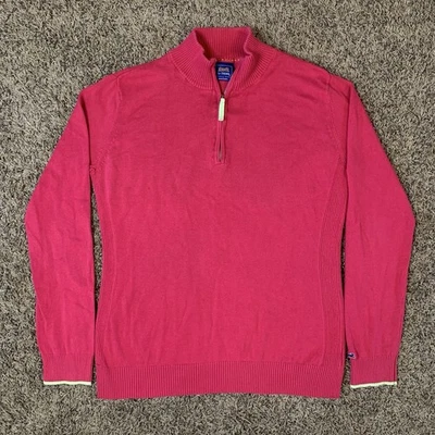 Le Tigre 毛衣女式大号粉色 1/4 拉链运动衫经典套衫 — 第 1/4 张图片