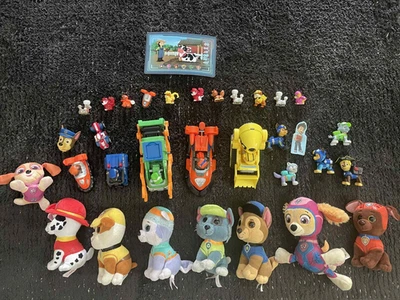 Big LOT PAW PATROL TOYS Plush Dogs Cars Machines Collectible Figurines Chase Sky - Image 1 of 4