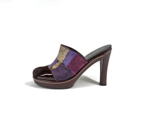 Coach Eva Holiday Patchwork Leather & Suede Mules - Size 6 - Picture 1 of 9