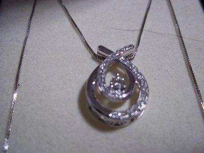 LOVE'S EMBRACE 10K White Gold 1/3 ct Teardrop Diamond Necklace KAY $699 - Image 1 of 4