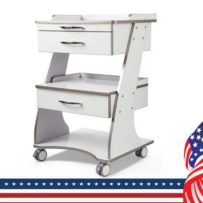 Dental Storage Cabinet Double-Drawer Three-Tier Cart with instrument tray - Image 1 of 4