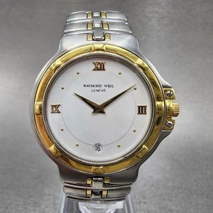 Raymond Weil Parsifal Watch Men 34mm White Dial Two Tone Date Round New Battery1 - Picture 1 of 12
