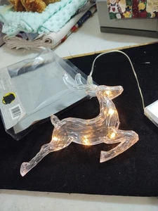 Acrylic Light Up Ice Sculpture Of Reindeer Ornaments 7” New - Picture 1 of 8