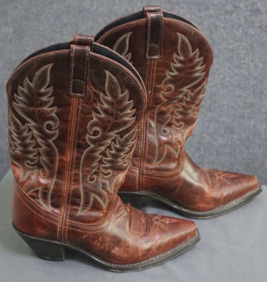 Laredo Madison Cowboy Boots Women 7M Brown Leather Country Western Rodeo Cowgirl - Image 1 of 4