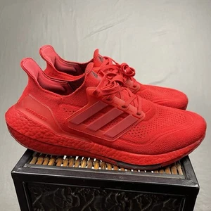 Adidas Ultraboost 21 Shoes Mens 9.5 Sneakers Vivid Red FZ1922 Running Jogging - Picture 1 of 11