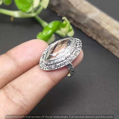 White Topaz 925 Sterling Silver Plated Handmade Ring ~ Statement Jewelry ~ Gift - Image 1 of 4