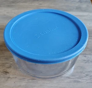 Anchor Hocking Glass Storage Container 7 Cup 1.75 Quart With Blue Lid - Picture 1 of 6