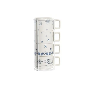 Juego de tazas de café 4 piezas DKD Home Decor azul metal 260 ml regalo perfecto - Imagen 1 de 4
