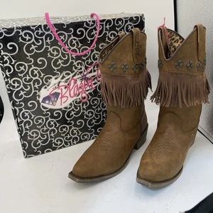 Blazing Roxx Marrón Flecos Botas Vaqueras Niñas Talla 2.5 - Imagen 1 de 8