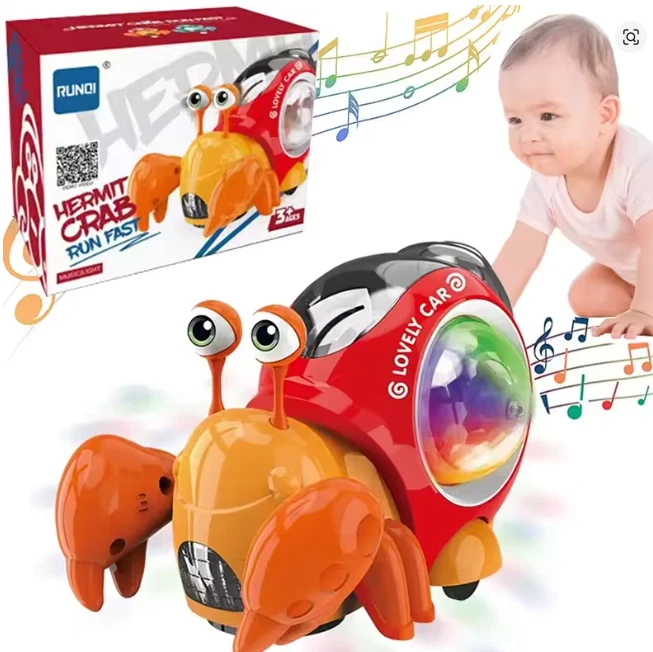 Juguete para bebé cangrejo gateador - Brillante con luz de música Juguete para bebé niño pequeño Regalo Foto 1 de 4