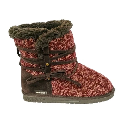 MUK LUKS Clementine BOOTIES Adjustable Calf Width Sz 10 Brown/Maroon GENTLY WORN - Image 1 of 4