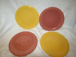 4 Vintage Rose and Yellow Fiesta Homer Laughlin Dinner Luncheon Plates 9.50" - Picture 1 of 6