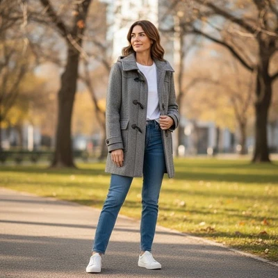 Ellen Tracy Brown Tweed Coat NWT Zipper Toggle wool Academia Hooded Outdoor Med - Image 1 of 4