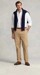 Polo Ralph Lauren Chino Pants Big & Tall Classic-Fit Tan Flat-Front 54 B x 30 - Picture 1 of 9