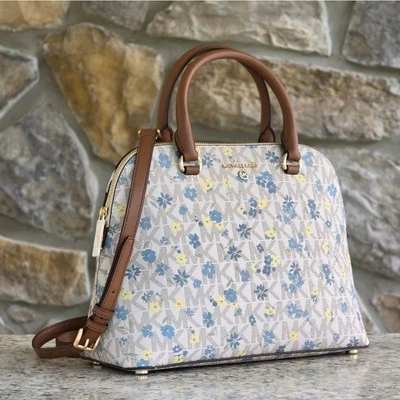 Bolsa satchel grande floral logotipo Cindy Michael Kors - Imagem 1 de 4