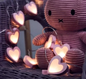 Litecraft Glow Hearts Wooden Children's Integrated LED String Light - Pink - Picture 1 of 6