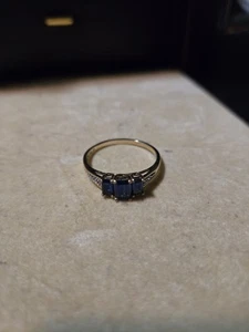 Vintage 10k yellow gold blue sapphire ring Thl - Picture 1 of 2