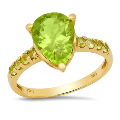 14K Gelbgoldring mit Peridot. Mit Echtheitszertifikat! - Bild 1 von 4