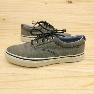 Sperry Mens Boat Shoes Sz 8.5 Gray Canvas Deck Loafers Casual Lace Up Outdoor - Picture 1 of 10