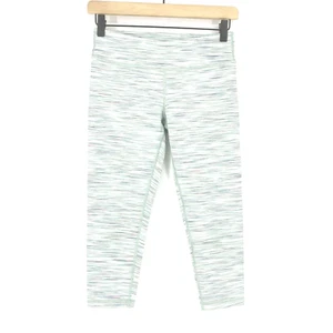 Lululemon Ivivva Leggings Size 14 Girls Aqua Blue Rythmic Crop Space Dye - Picture 1 of 6