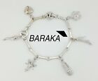 Baraka 18K White Gold 0.72 Ct Diamond Charm Bar Link Bracelet 31.9 Grams 7.5"