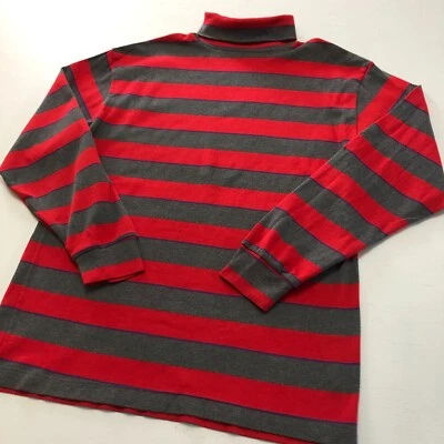 Camisa De Colección Para Hombres GAP Rayas Cuello Alto Talla L Roja Gris Manga Larga Años 80 90 EE. UU. Foto 1 de 4