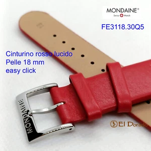 Cinturino Originale Mondaine rosso lucido /Eco Pelle 18 mm easy click FG3118.30Q - Imagen 1 de 5