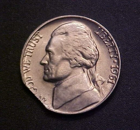 1961-P Clipped Planchet Jefferson Nickel - Nice ꓤOꓤꓤƎ  Collector Coin!- c2610qdt Cover