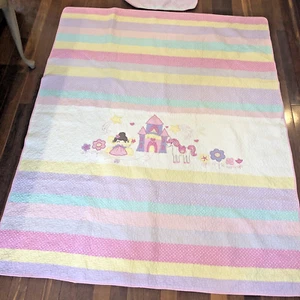 Cynthia Rowley Little Girls Twin Sz Quilt & Pillow Sham Fairy Unicorn Castle - Picture 1 of 16