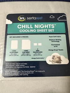 Serta Rest Cooling KING Sheet Set Moisture Wicking Deep Fit-Gray - Picture 1 of 3