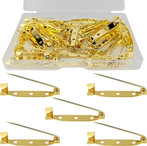 50 Pcs Brooch Pins, Safety Pins, Pin Badge Backs with Holes for Jewelry Crafting - Picture 1 of 7