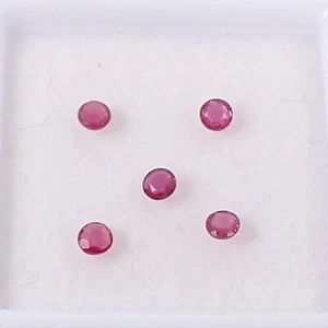 Qty 5 Pieces Round 2.25 - 2.35 mm Red-Pinkish Natural Ruby Gemstone, 0.35 carat - Picture 1 of 6
