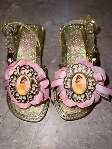 BELLE~Beads+Glitter~LIGHT UP~Shoes~Costume~Size 5/6 Disney Store ๐ - Picture 1 of 15