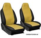 For AIXAM 400 & 500 MINIVAN  - YELLOW & BLACK Leatherette Car Seat Covers - PAIR