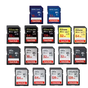SanDisk SD Card Ultra Memory Ultra / Extreme Pro 16GB 32GB 64GB 128GB for Camera - Picture 1 of 79