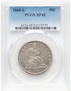 1868-S 50C PCGS XF45 Seated Liberty Silver Half Dollar 33115775 - Picture 1 of 2